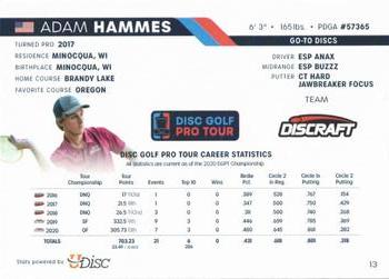 2021 Disc Golf Pro Tour #MPO-13 Adam Hammes Back